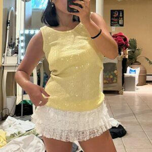 Vintage yellow sequined tank
